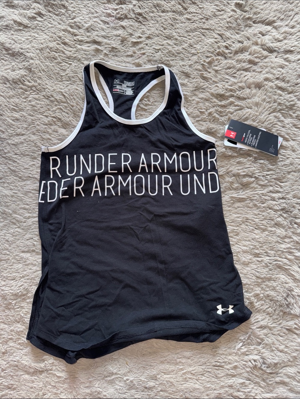 Under Armour Black Tank with White Logo and Trim